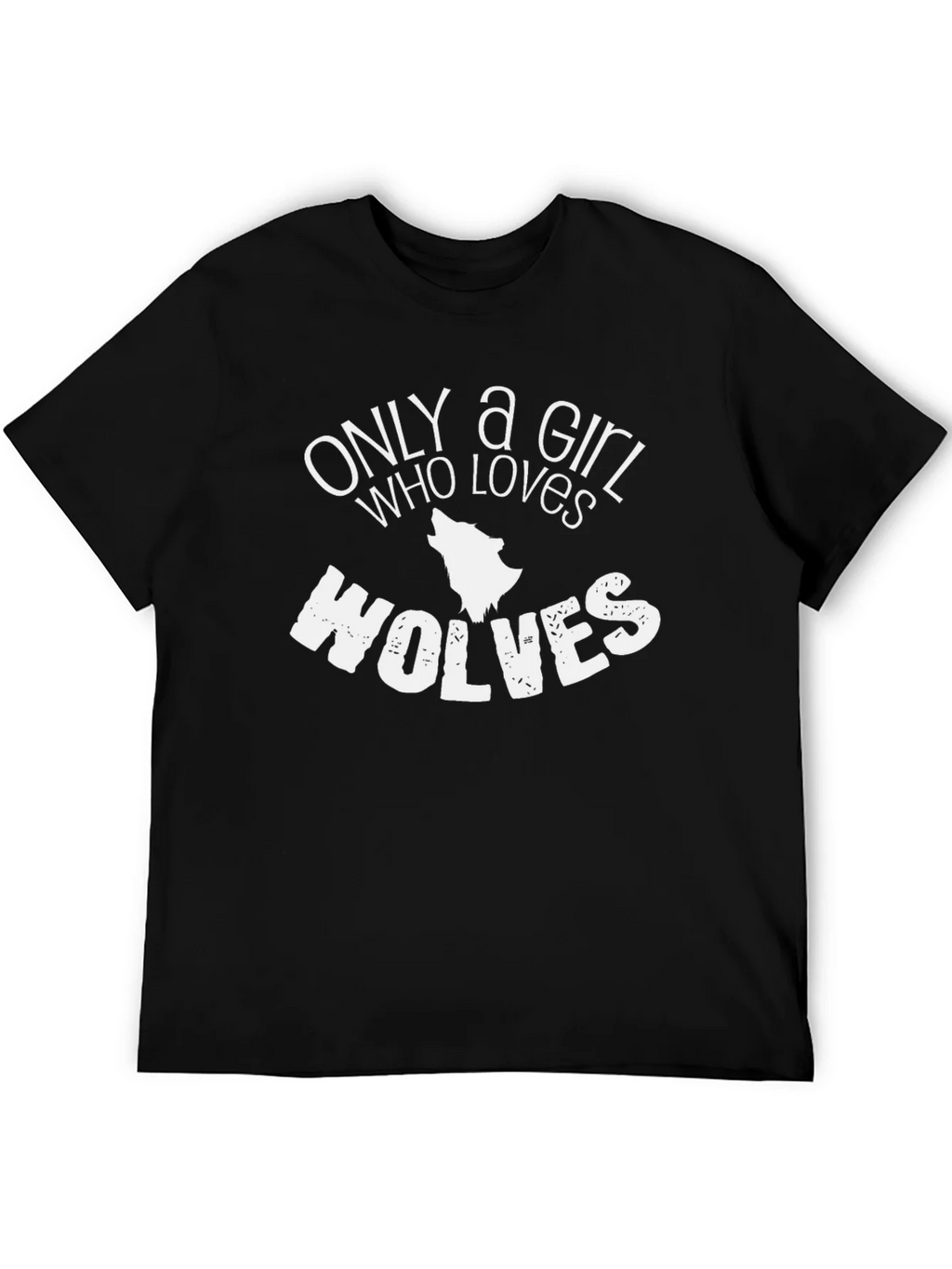 Only a Girl Who Loves Wolves T-Shirt - Black product image 4