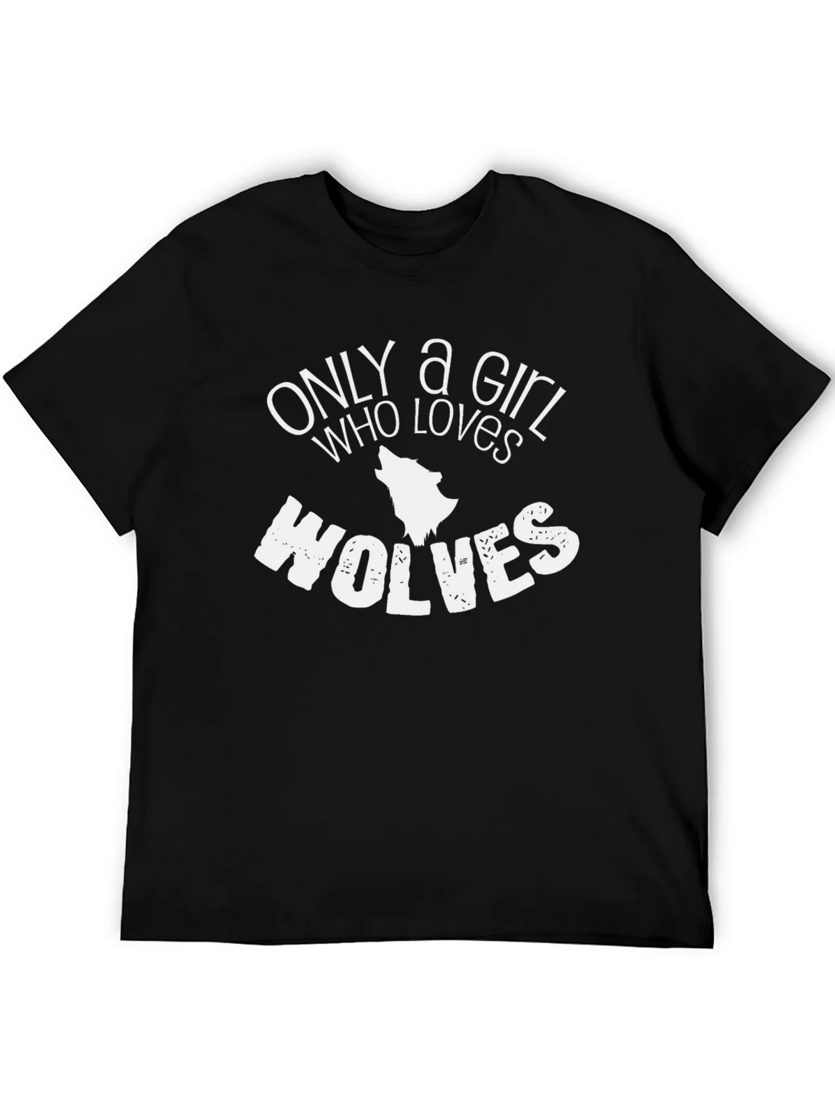 Only a Girl Who Loves Wolves T-Shirt - Black product image 4