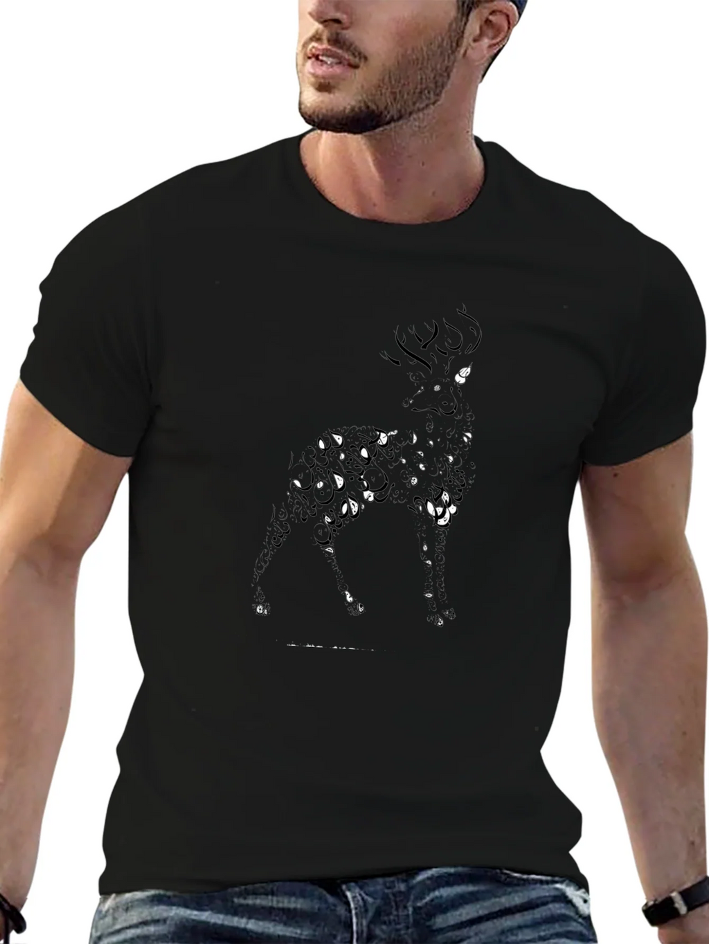 Abstract Deer Graphic Tee - Black product image 6