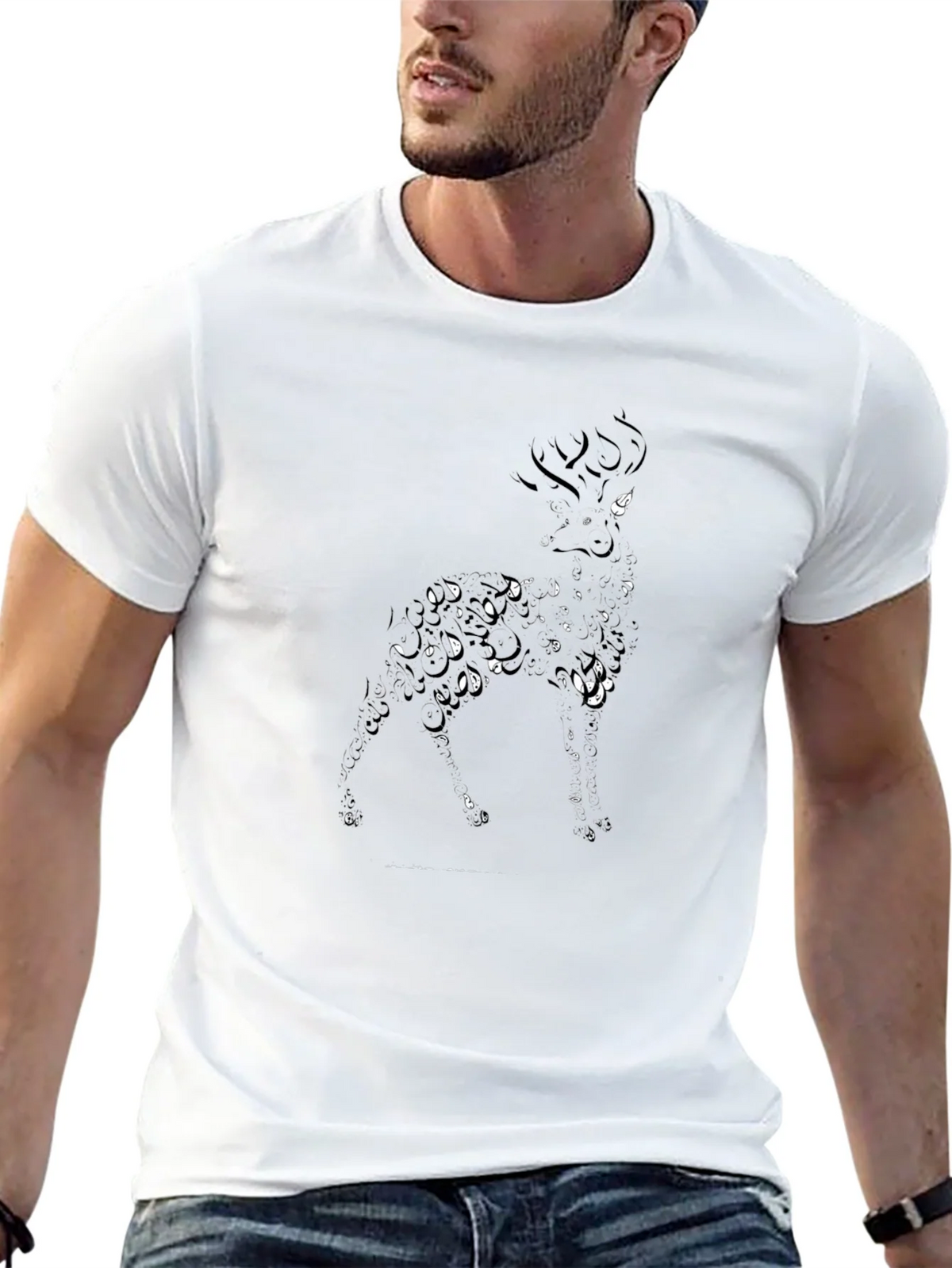 Abstract Deer Graphic Tee - Black product image 12