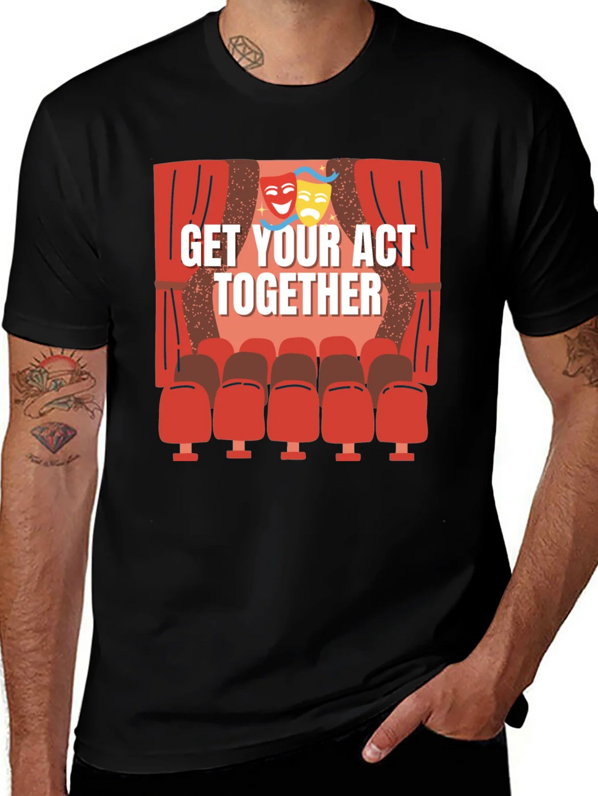 Get Your Act Together T-Shirt - Theater Masks & Seats Design product image 1