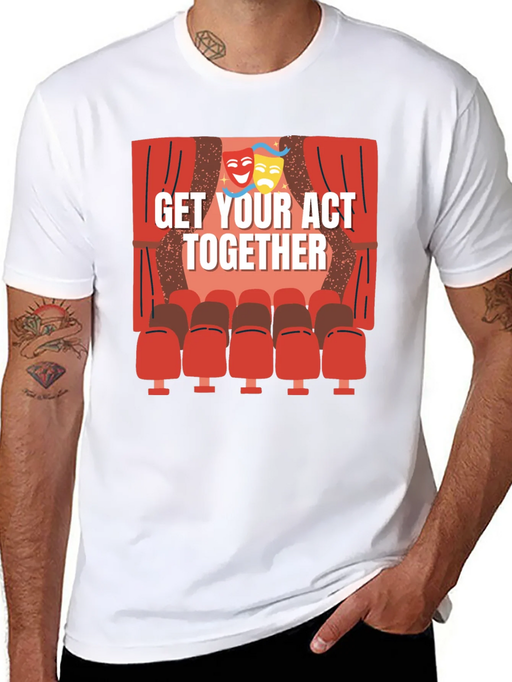 Get Your Act Together T-Shirt - Theater Masks & Seats Design product image 7