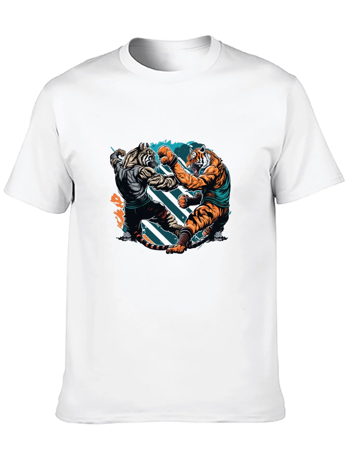 Tiger Fight Graphic Print Black T-Shirt product image 9