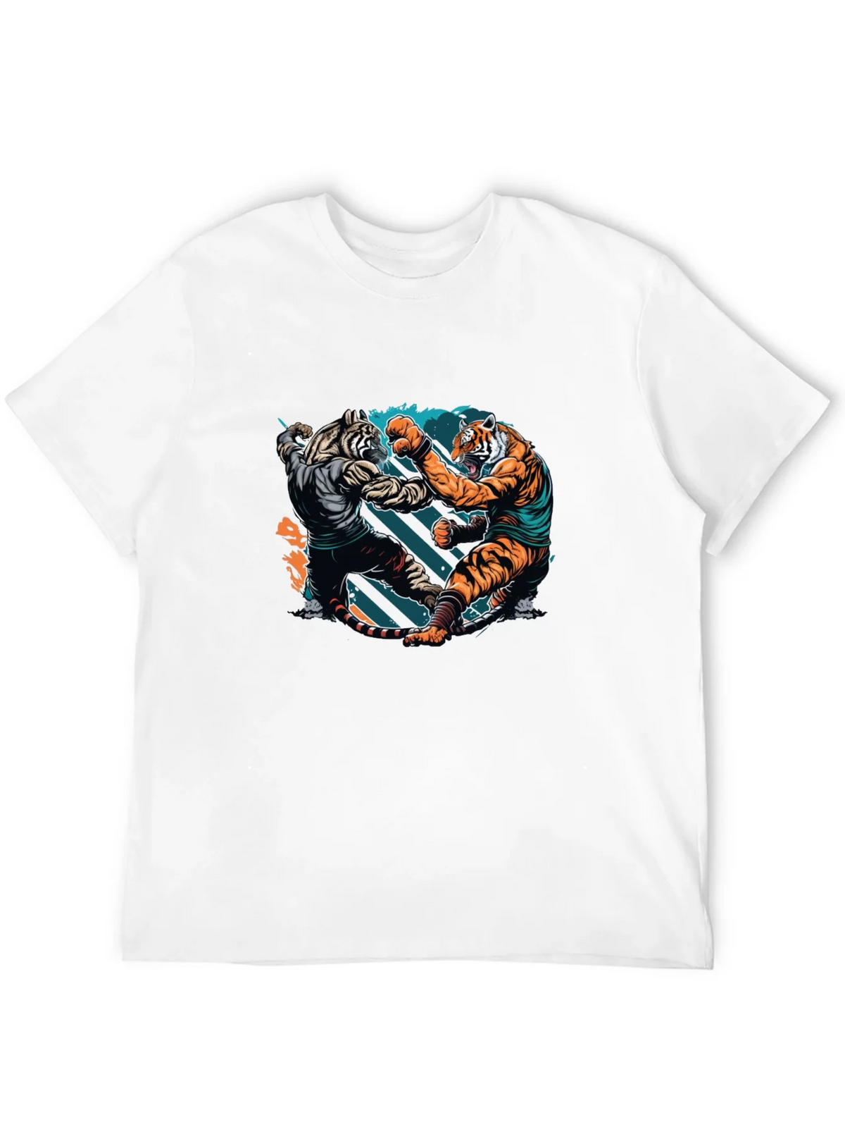 Tiger Fight Graphic Print Black T-Shirt product image 11