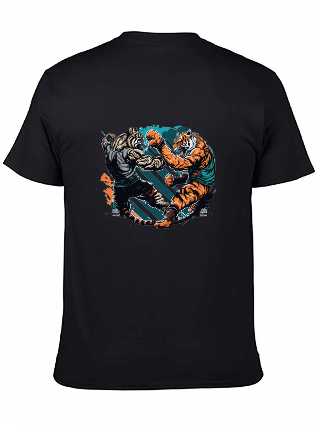 Tiger Fight Graphic Print Black T-Shirt product image 4