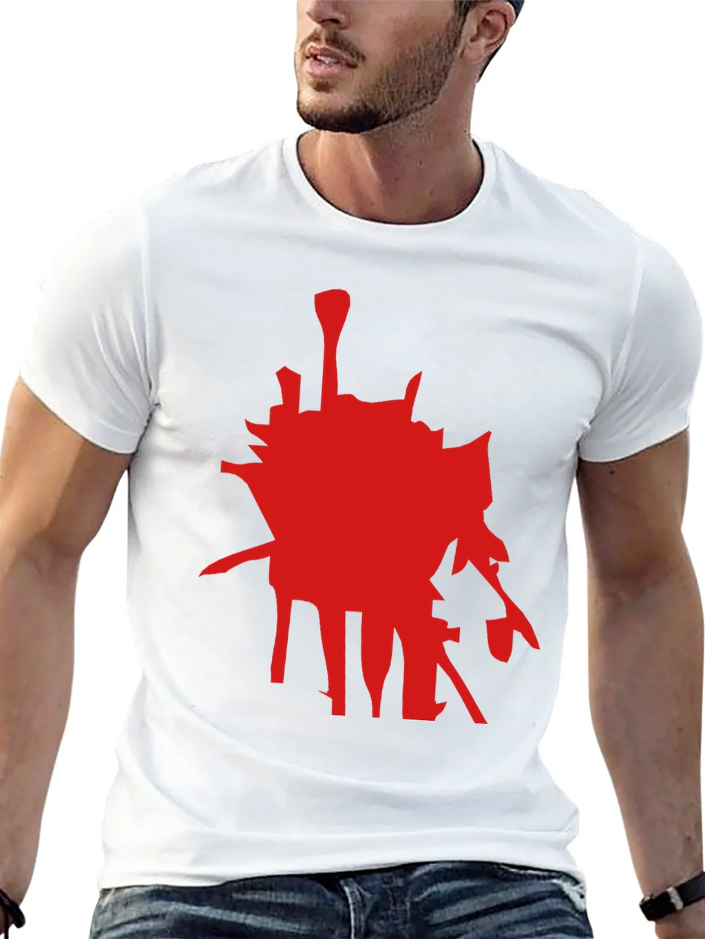 Abstract Red Graphic Black T-Shirt product image 12