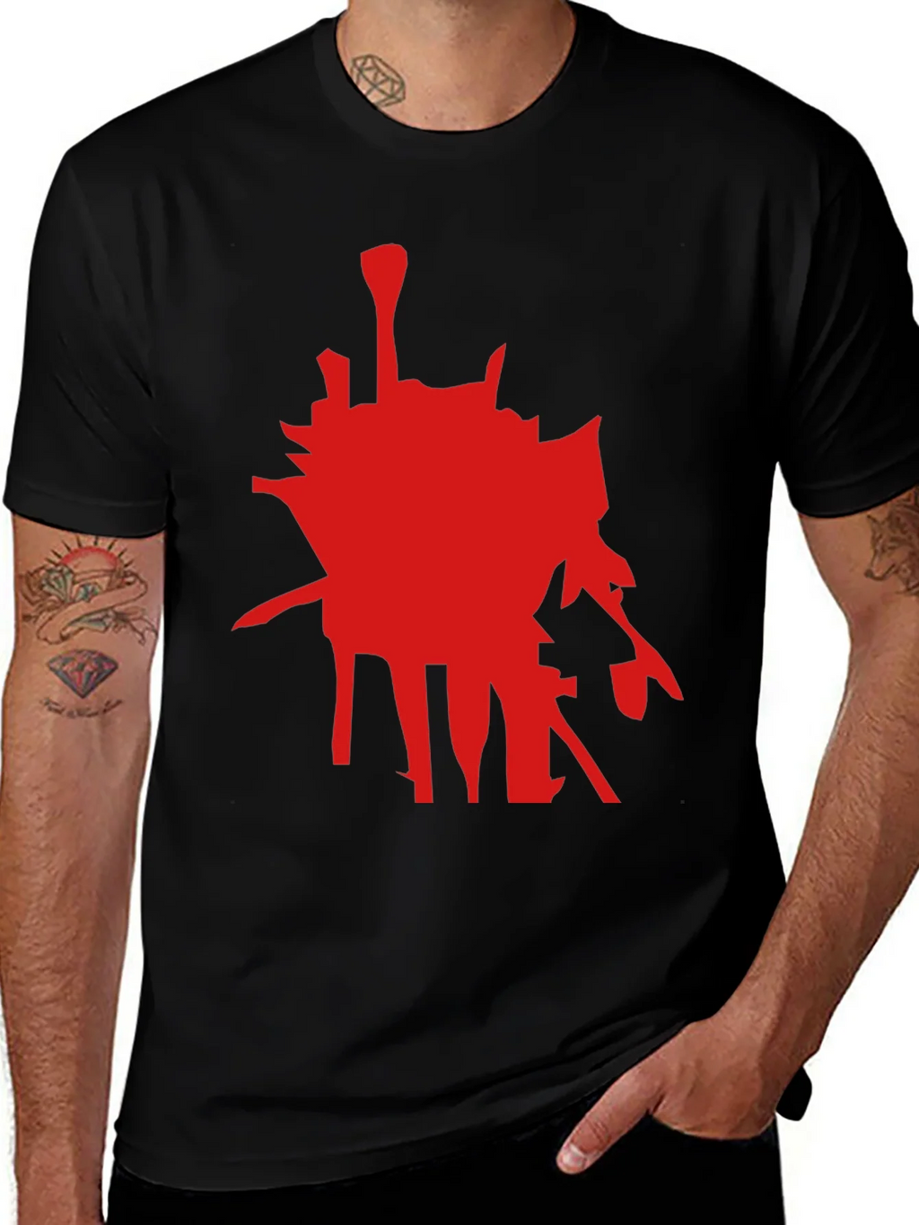 Abstract Red Graphic Black T-Shirt product image 1
