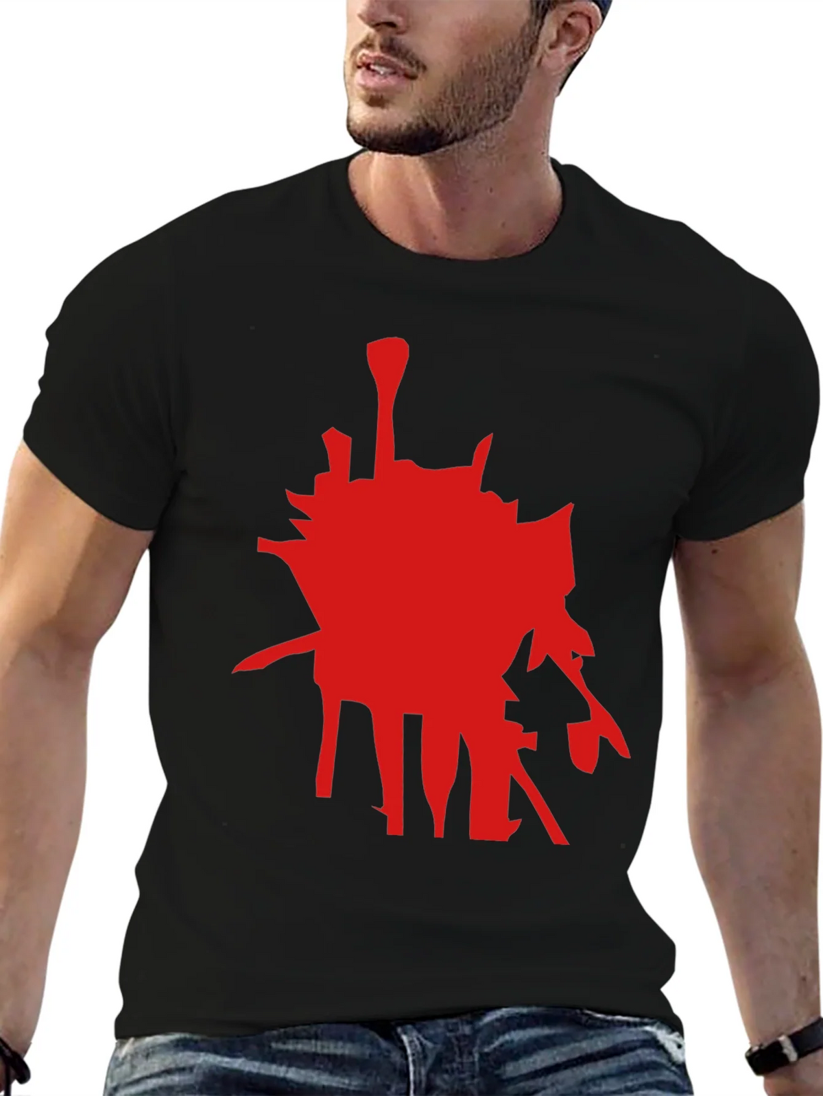 Abstract Red Graphic Black T-Shirt product image 6