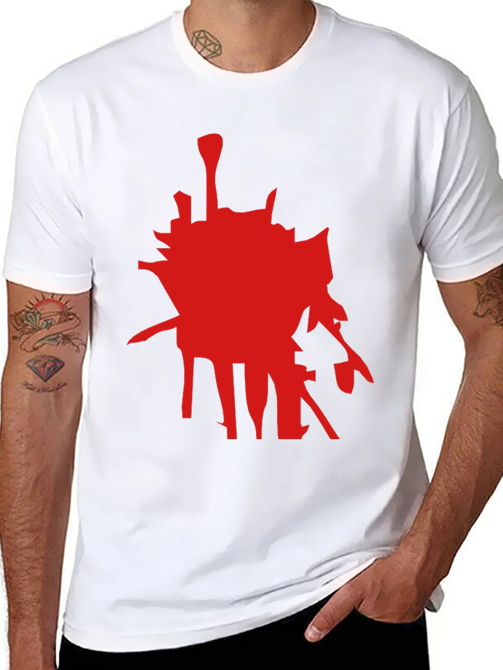 Abstract Red Graphic Black T-Shirt product image 7