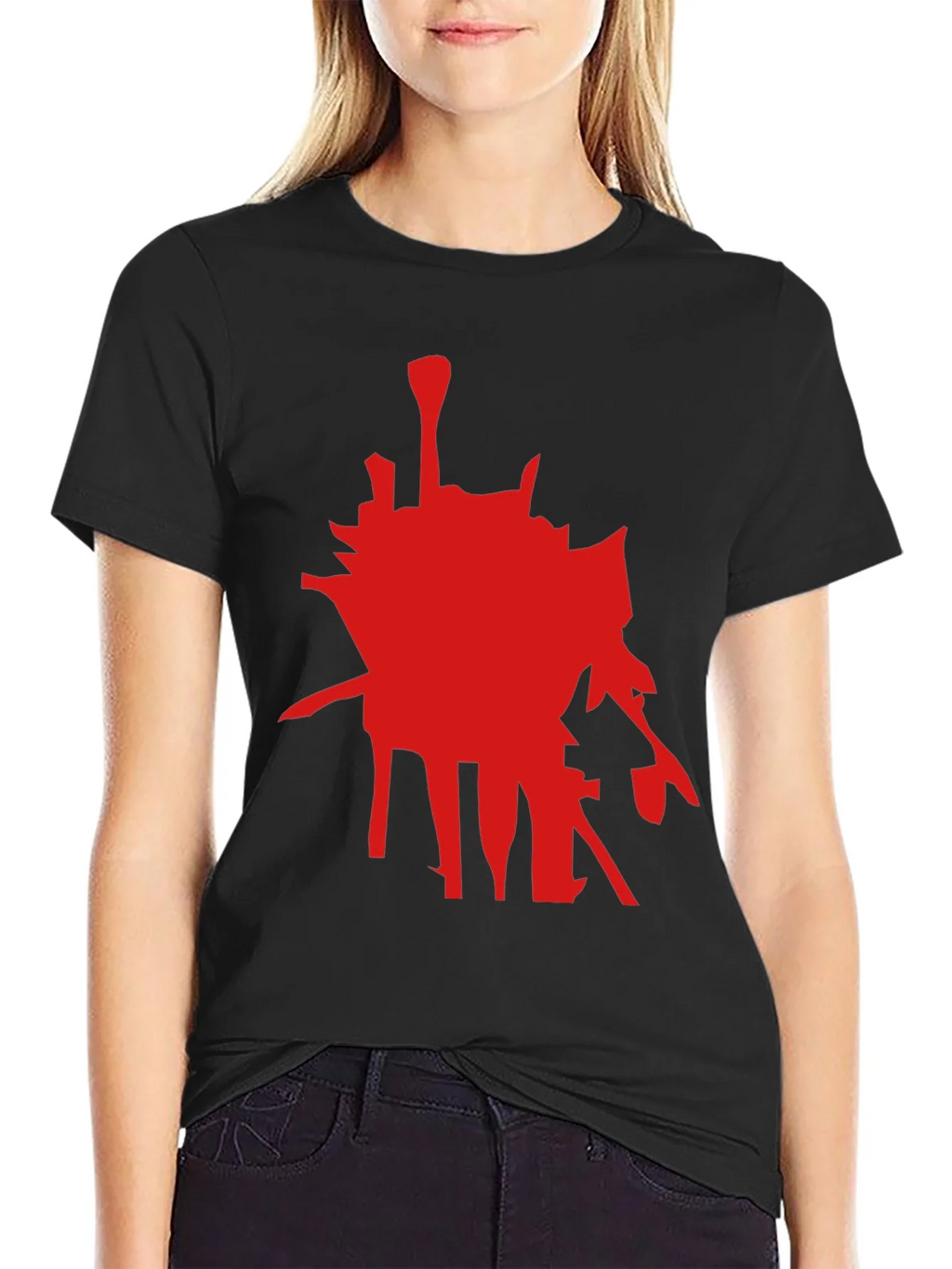 Abstract Red Graphic Black T-Shirt product image 2