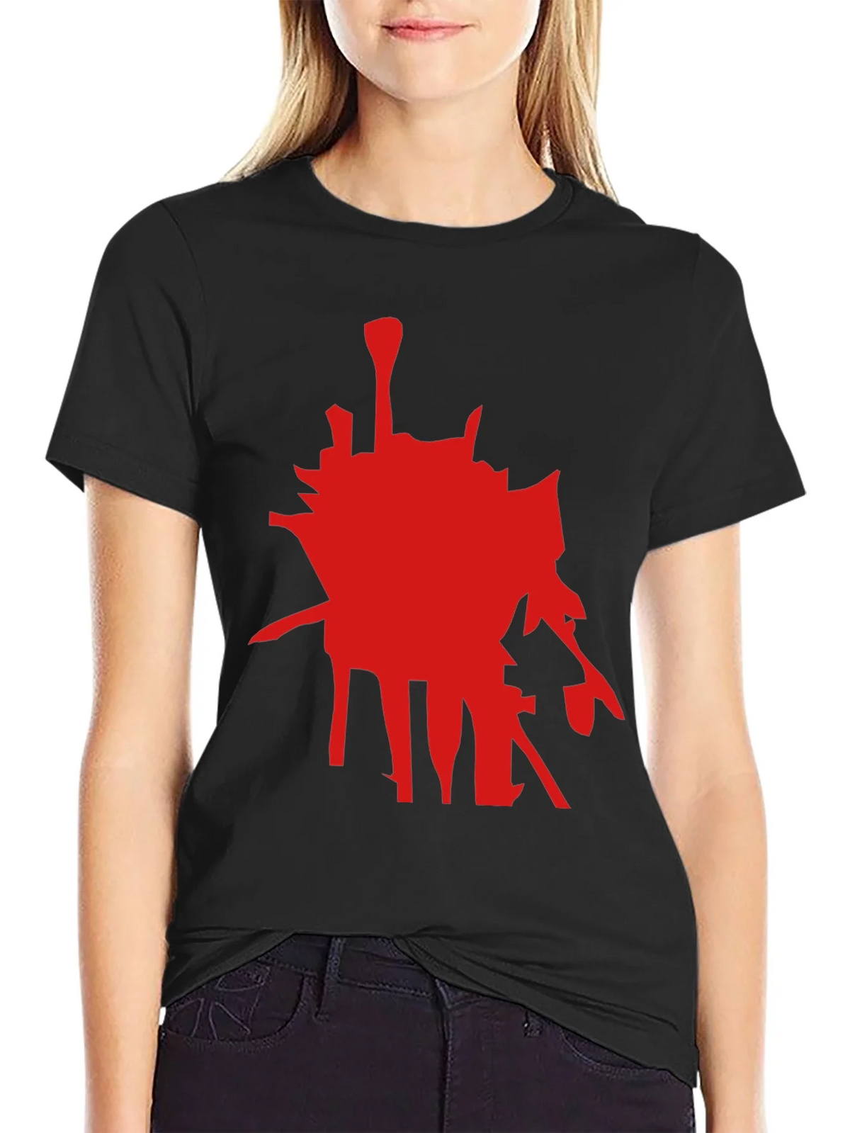 Abstract Red Graphic Black T-Shirt product image 2