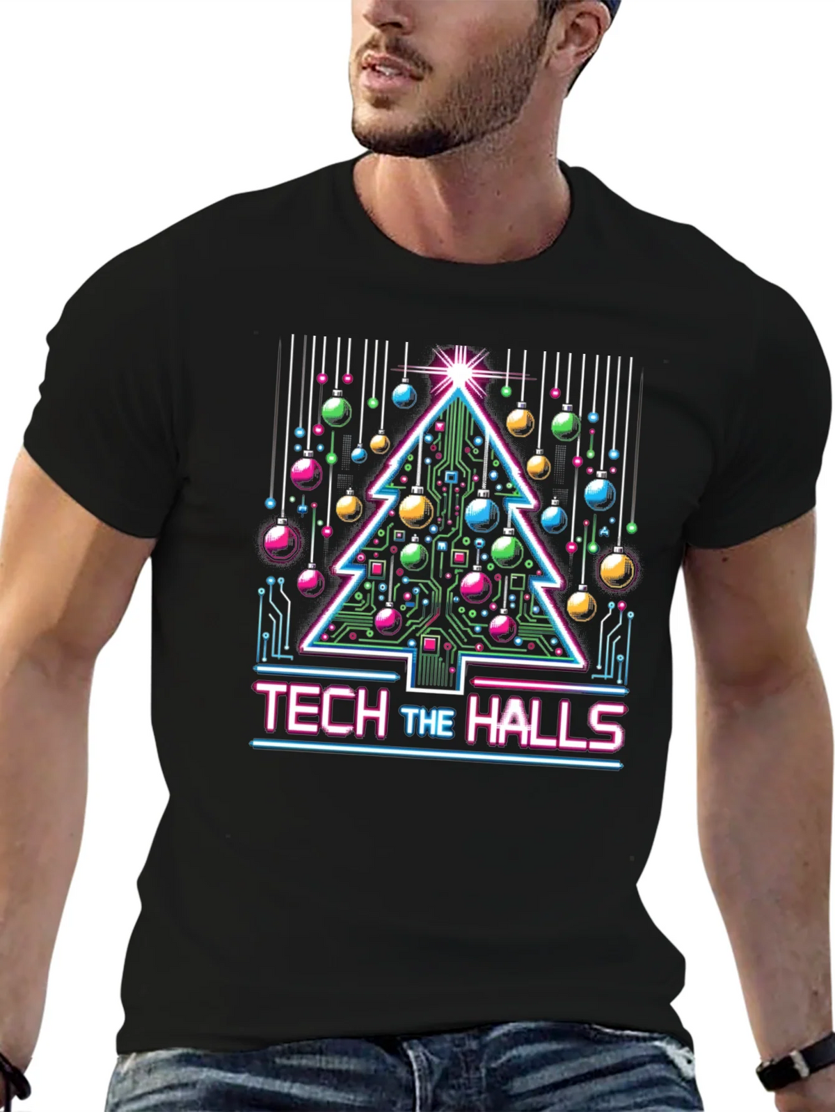 Tech the Halls Christmas T-Shirt - Circuit Board Tree product image 4