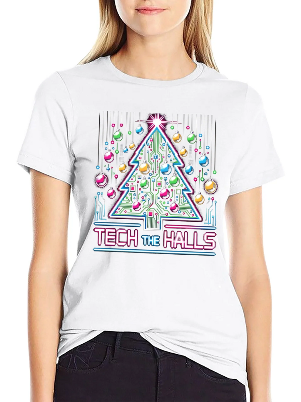 Tech the Halls Christmas T-Shirt - Circuit Board Tree product image 5