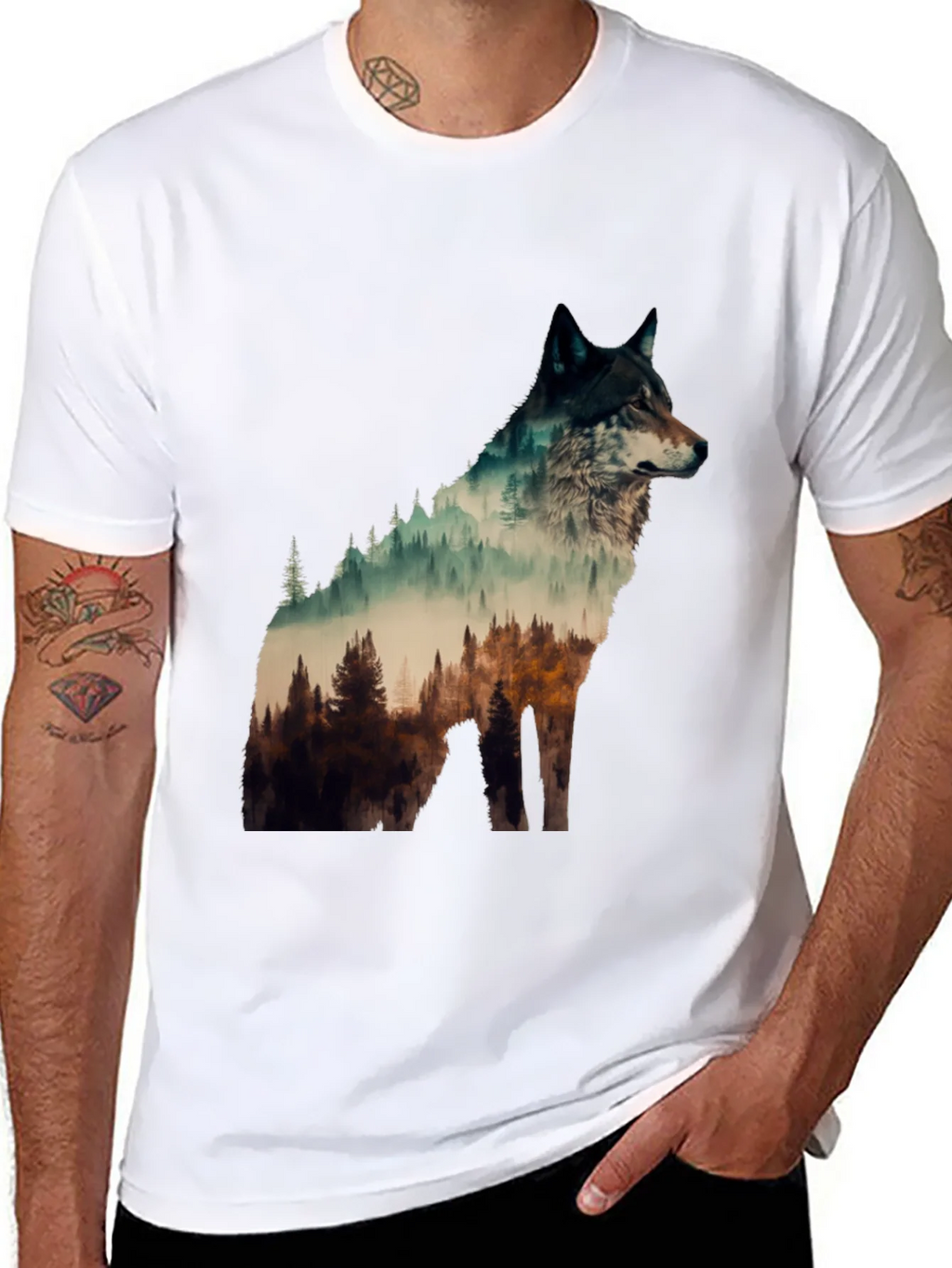 Wolf Forest Graphic Tee - Nature Lovers T-Shirt product image 7
