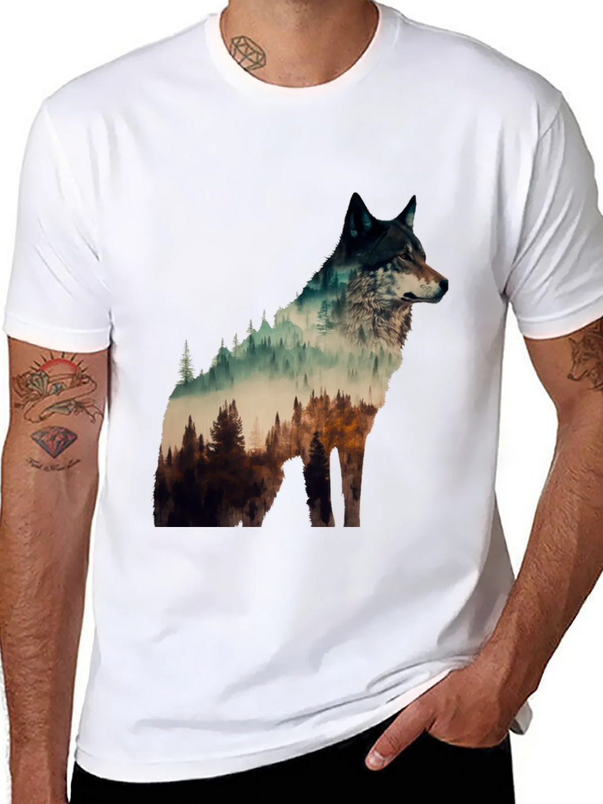 Wolf Forest Graphic Tee - Nature Lovers T-Shirt product image 7