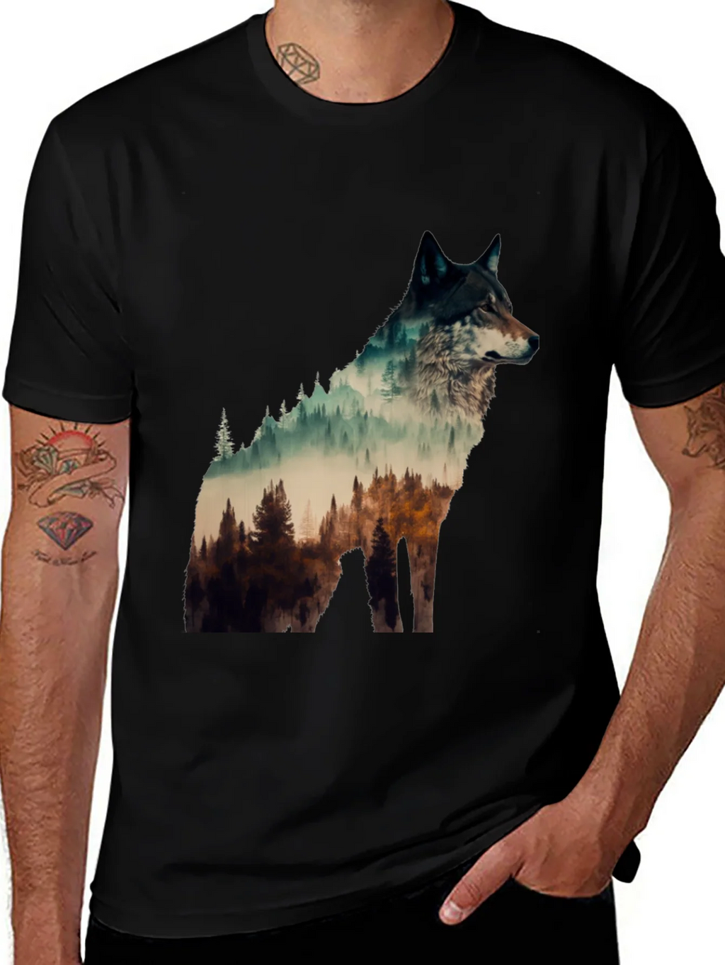 Wolf Forest Graphic Tee - Nature Lovers T-Shirt product image 1