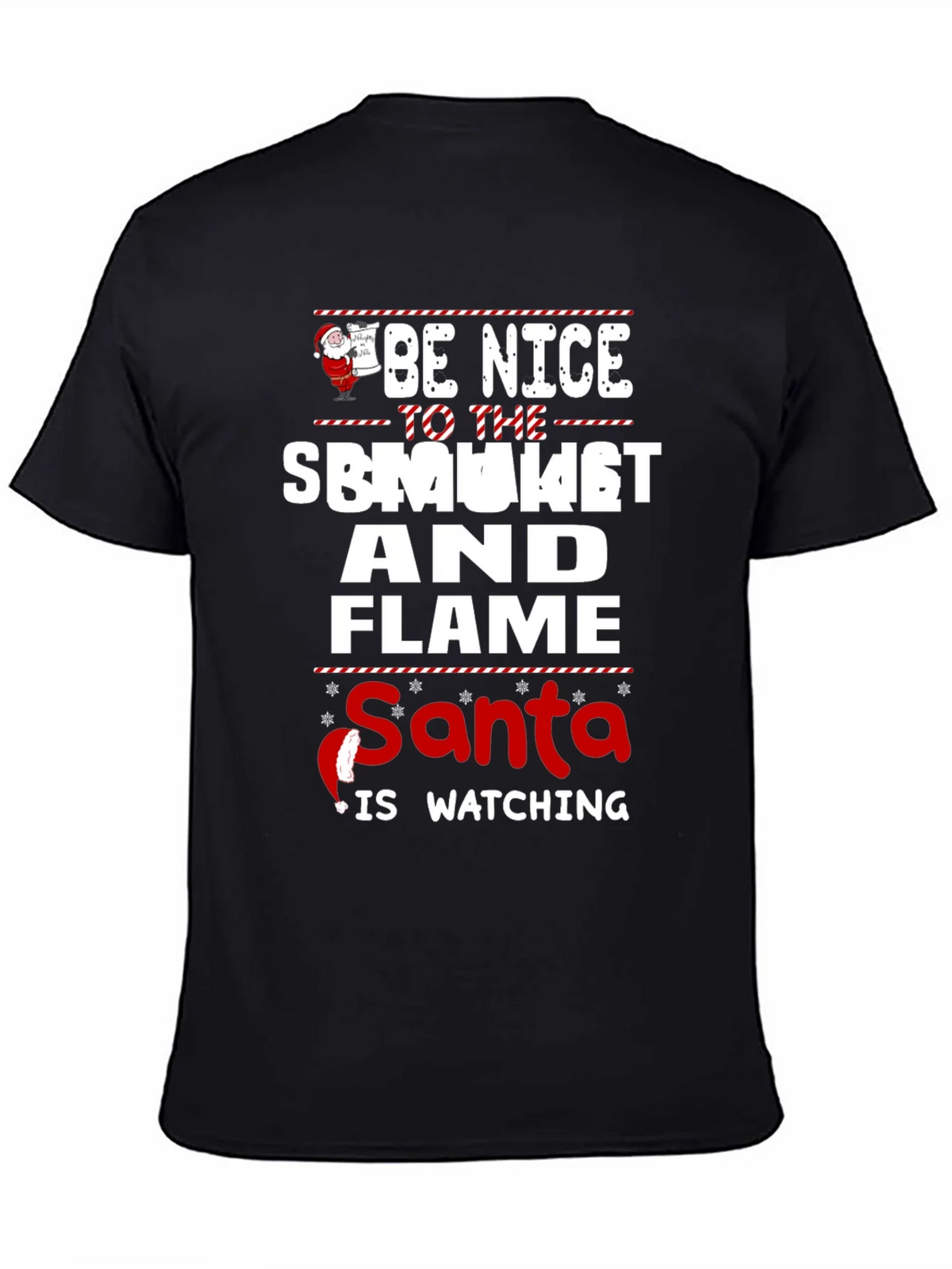 Be Nice To The Smoker And Flame Santa T-Shirt product image 4