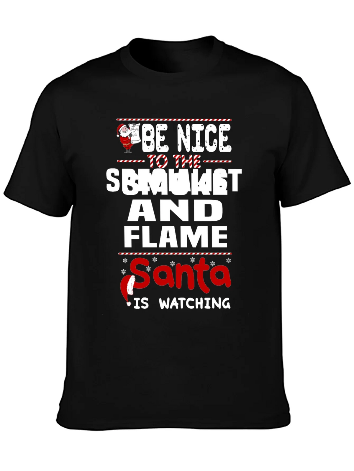 Be Nice To The Smoker And Flame Santa T-Shirt product image 3