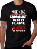 Be Nice To The Smoker And Flame Santa T-Shirt product image 1
