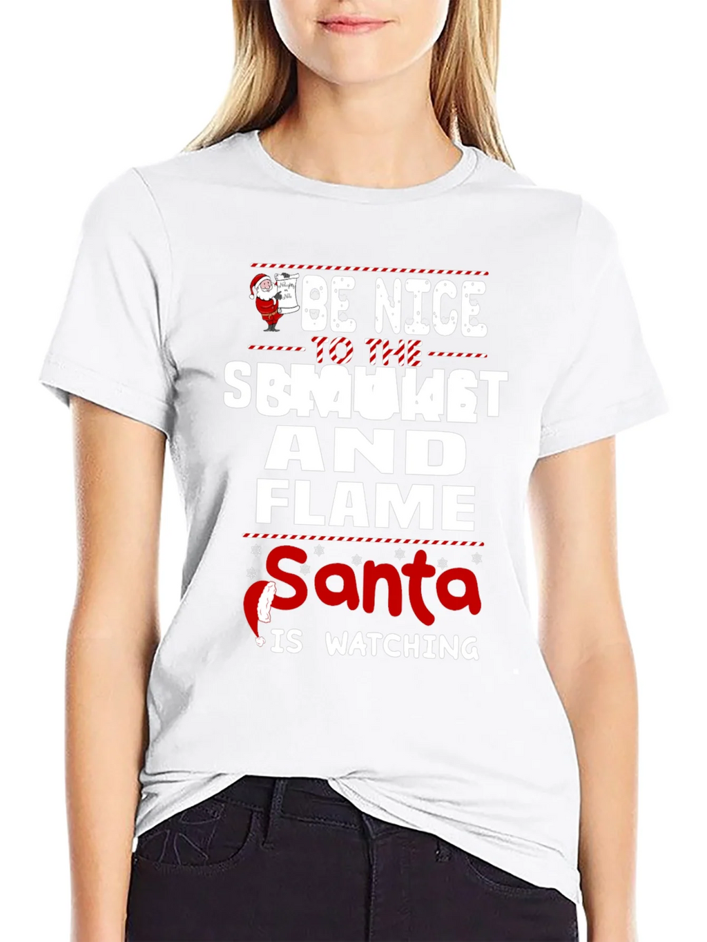 Be Nice To The Smoker And Flame Santa T-Shirt product image 8