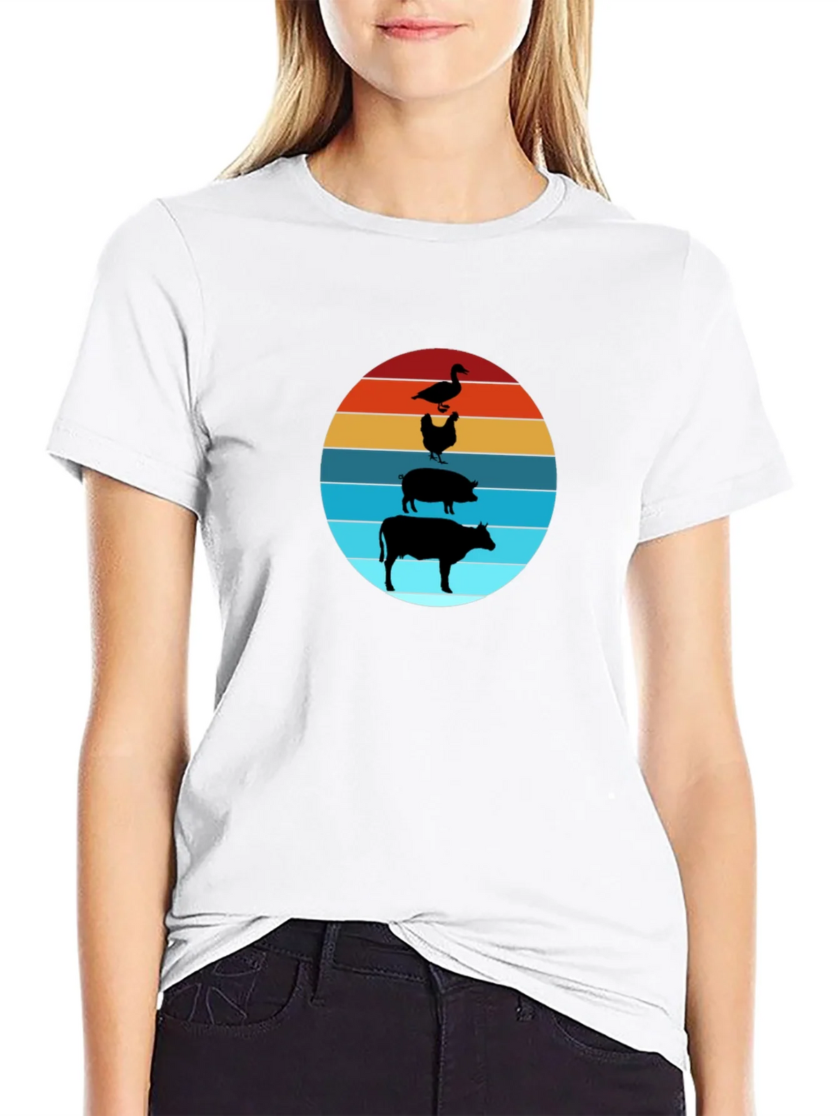 Farm Animal Sunset Tee - Black Cotton T-Shirt product image 6