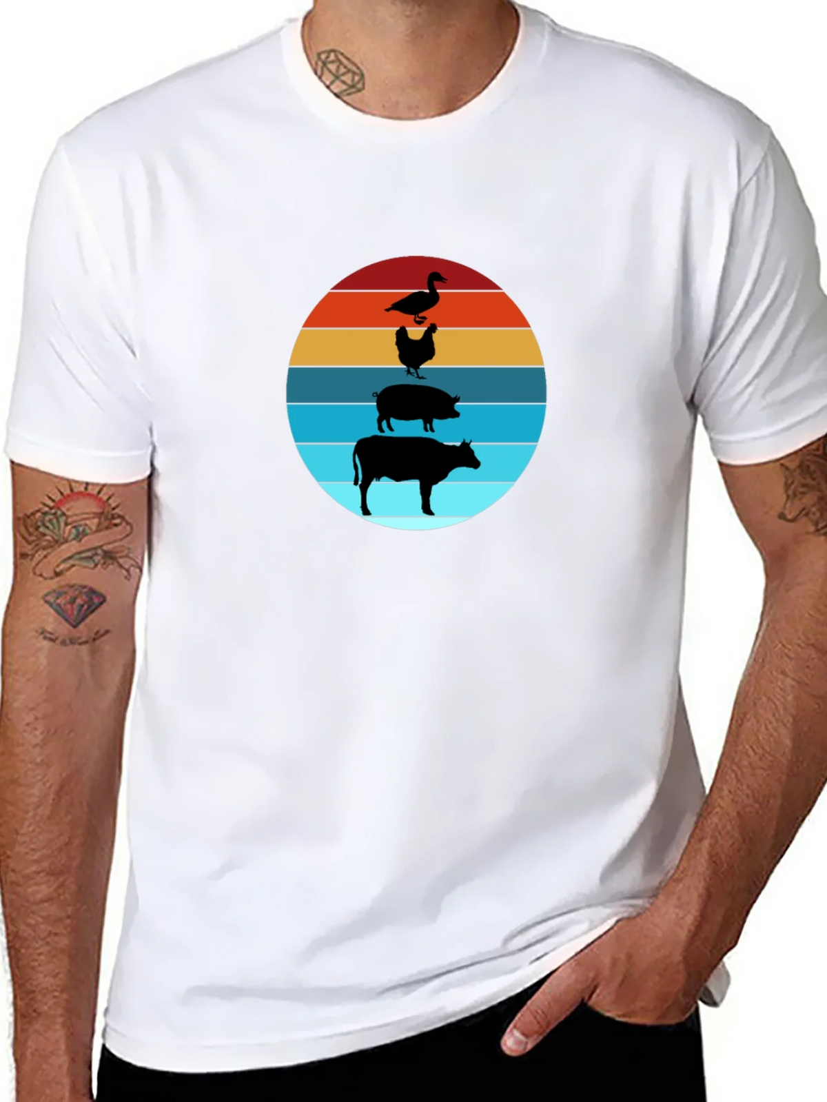 Farm Animal Sunset Tee - Black Cotton T-Shirt product image 5