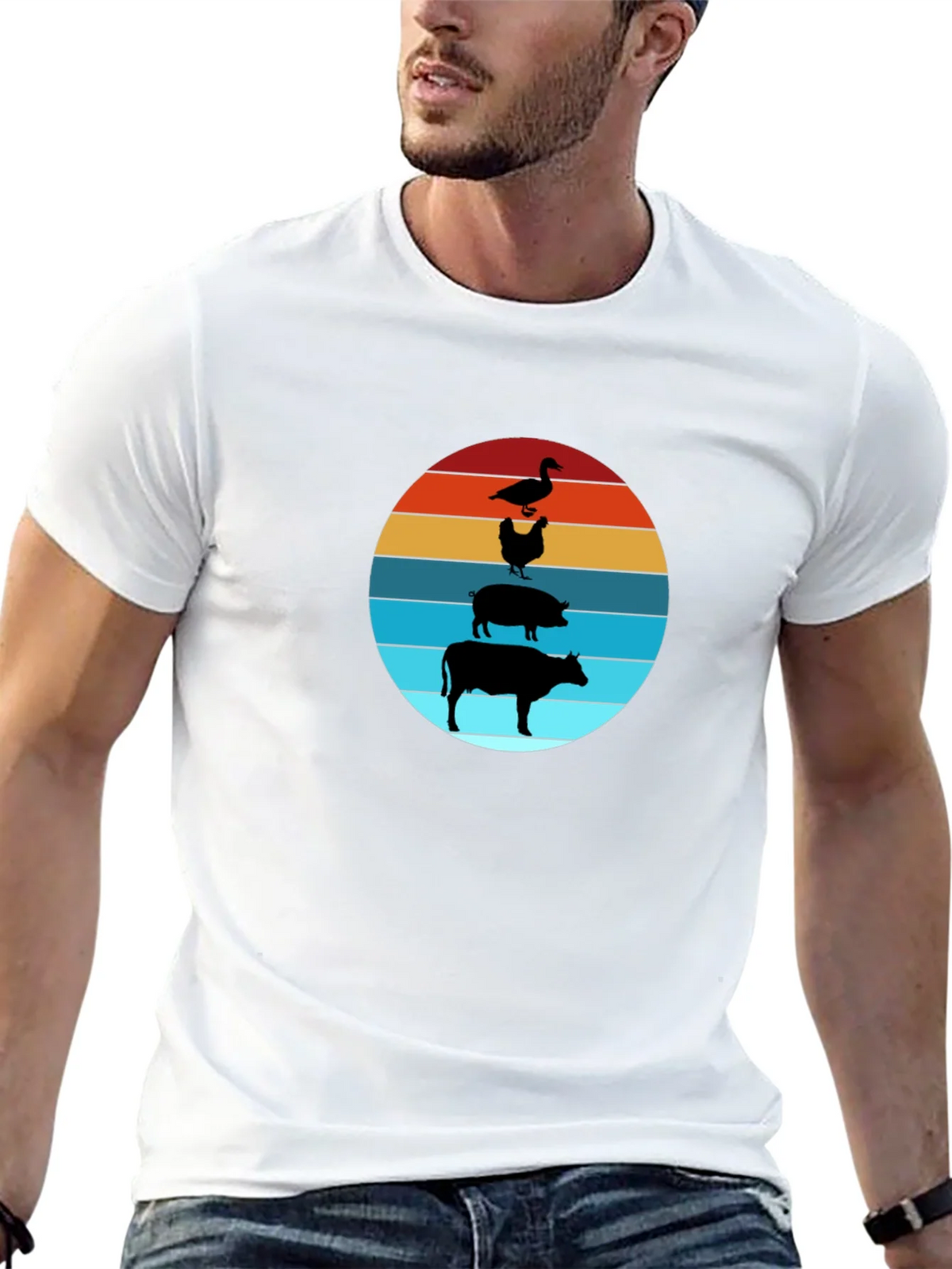 Farm Animal Sunset Tee - Black Cotton T-Shirt product image 9