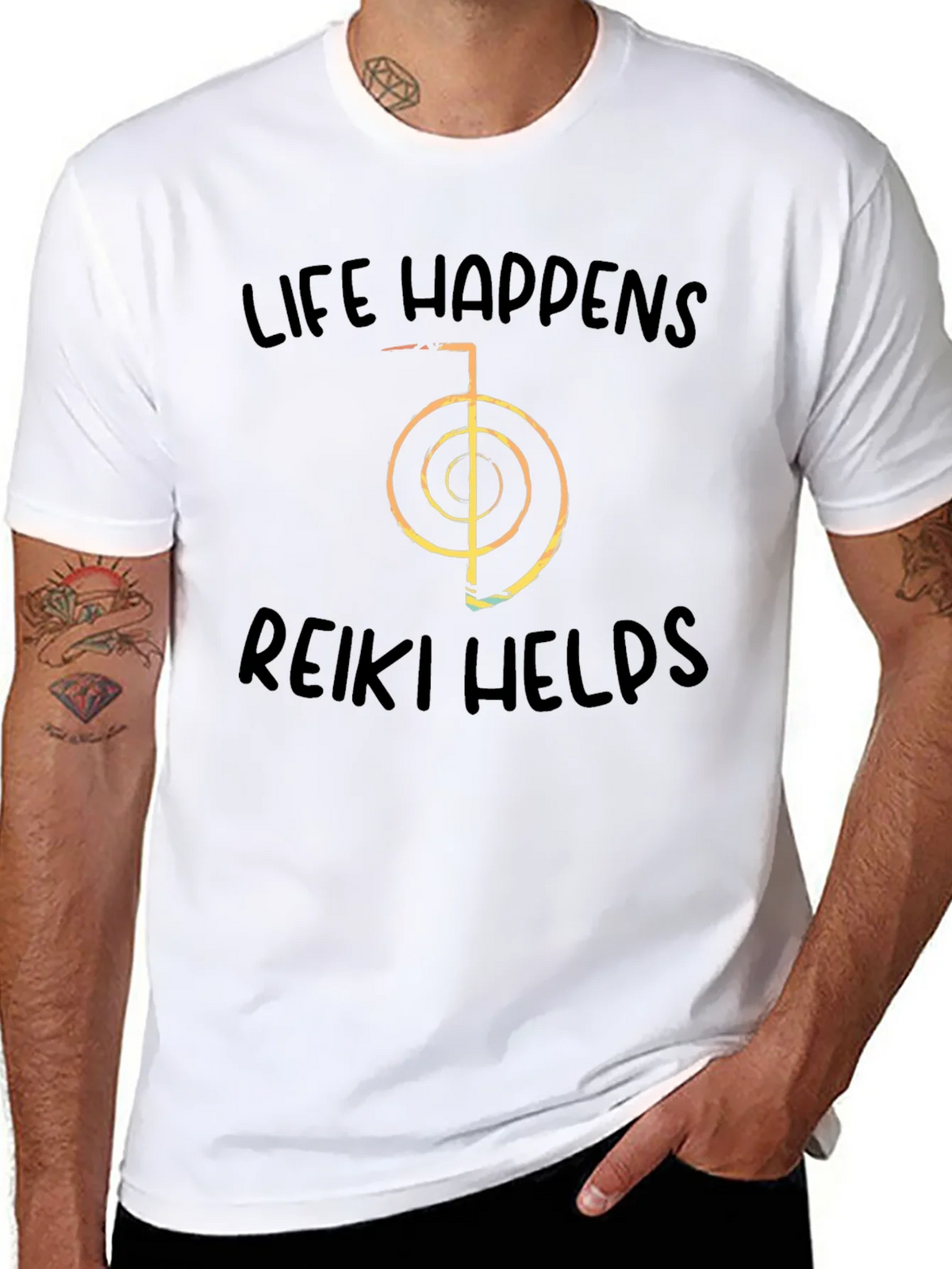 Life Happens Reiki Helps Black T-Shirt product image 5