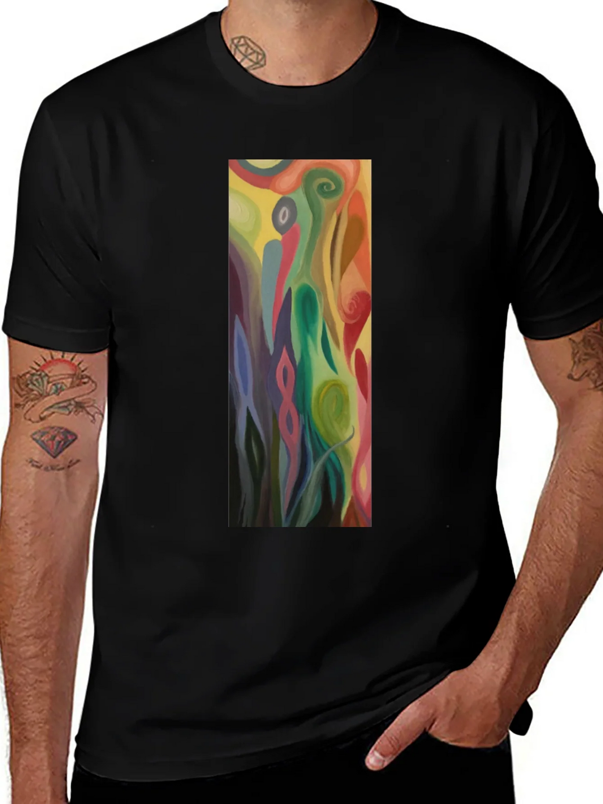 Abstract Art Graphic Black Tee - Mens Casual Style product image 1