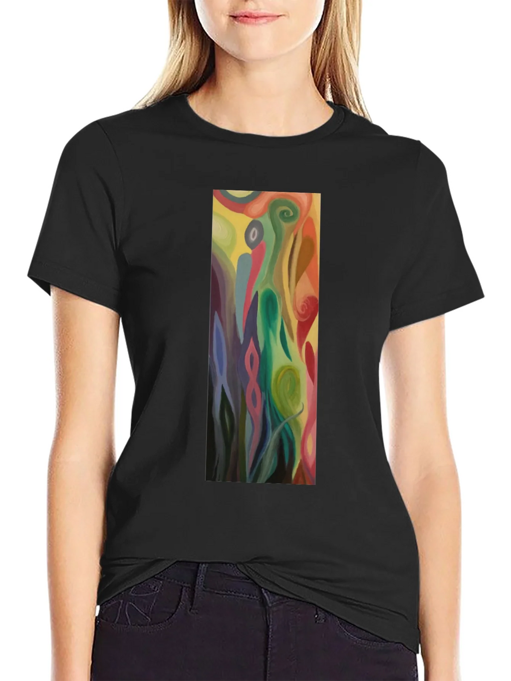 Abstract Art Graphic Black Tee - Mens Casual Style product image 2