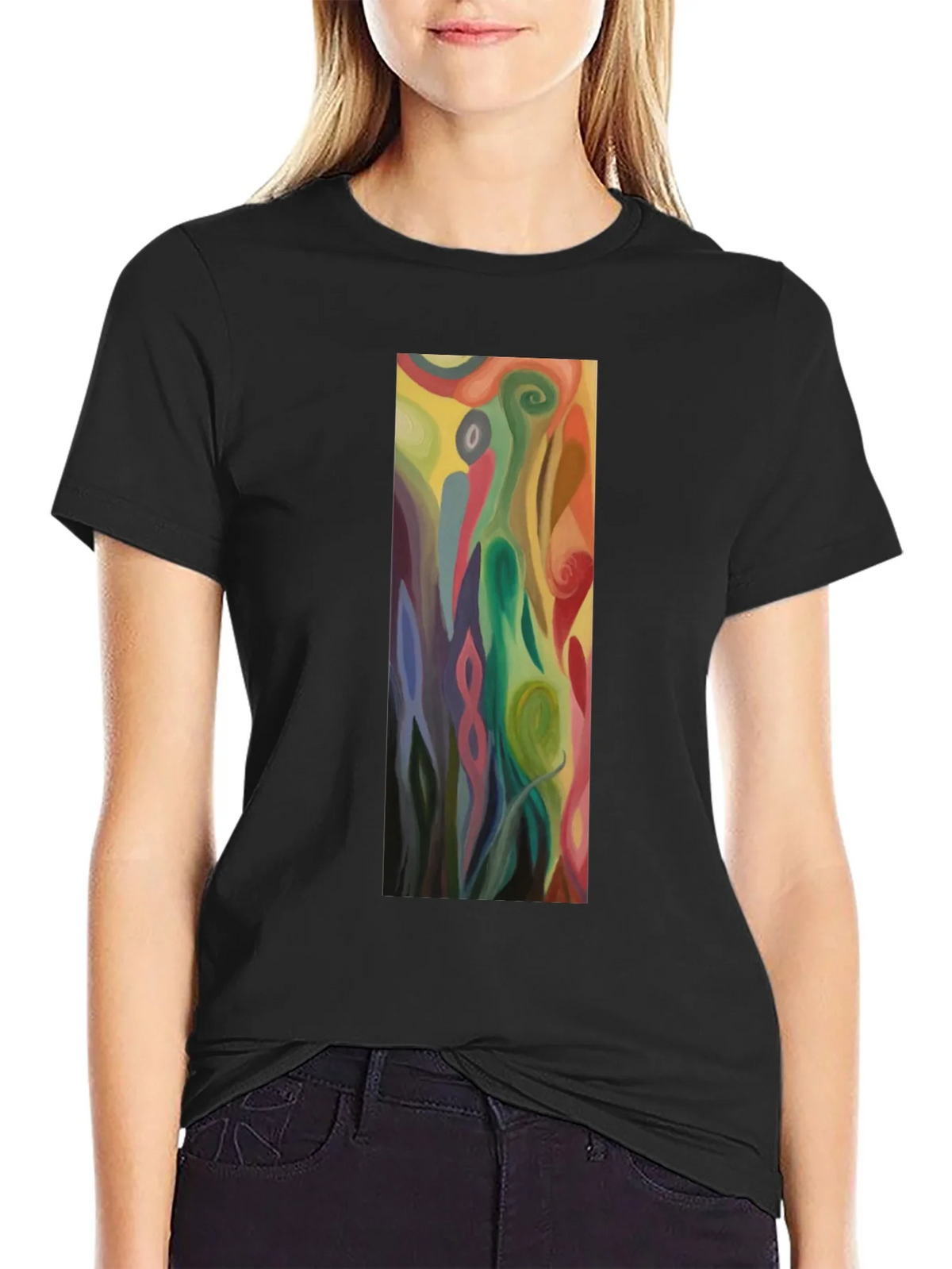 Abstract Art Graphic Black Tee - Mens Casual Style product image 2
