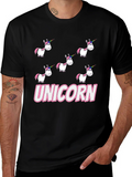 Unicorn Cartoon Print Black T-Shirt product image 1