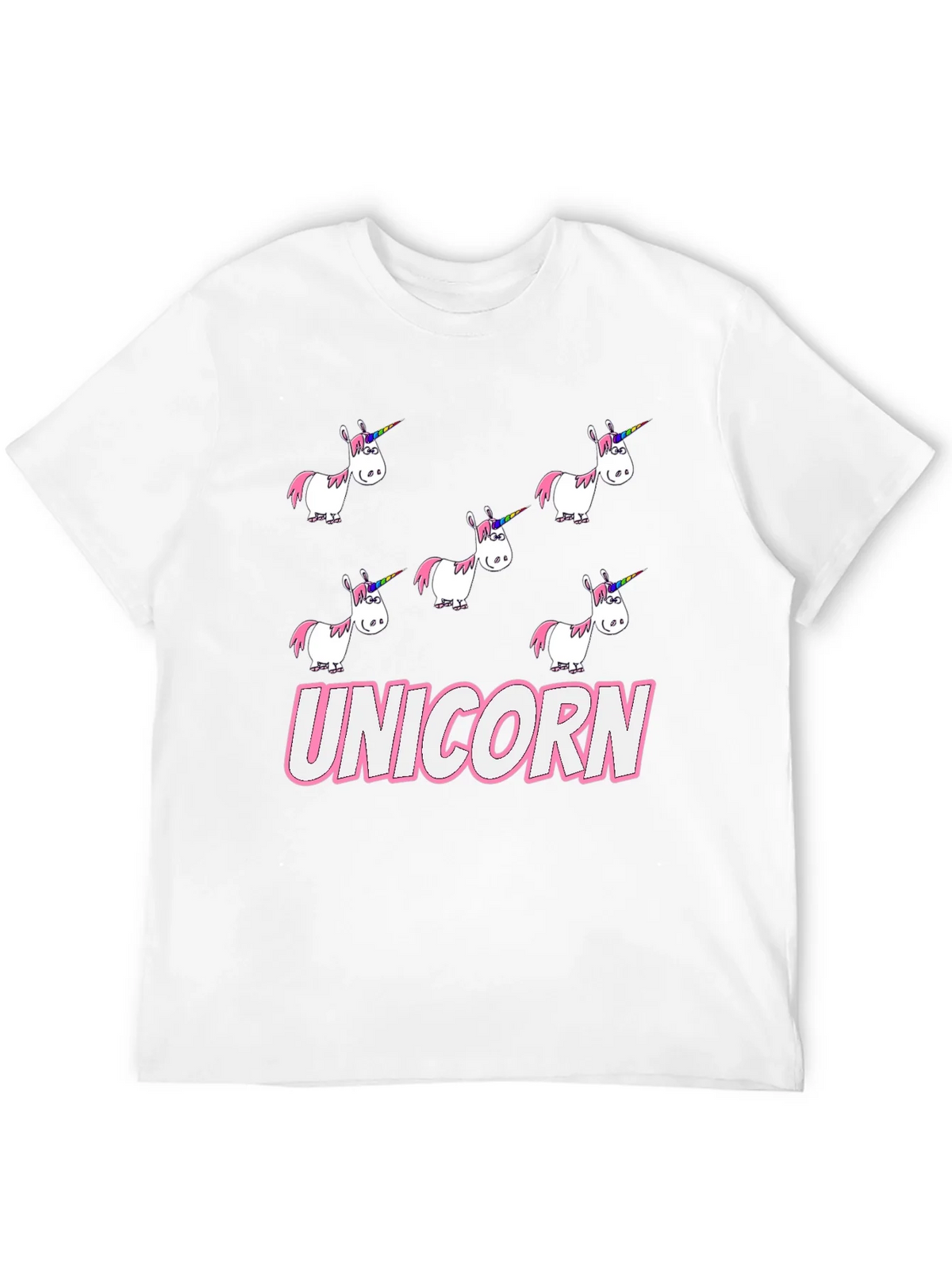 Unicorn Cartoon Print Black T-Shirt product image 11