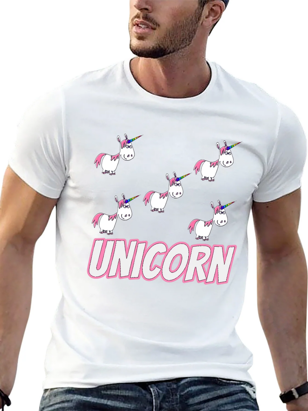 Unicorn Cartoon Print Black T-Shirt product image 12