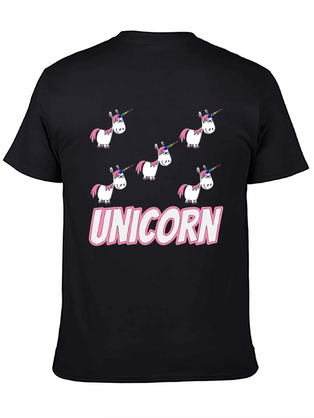 Unicorn Cartoon Print Black T-Shirt product image 4