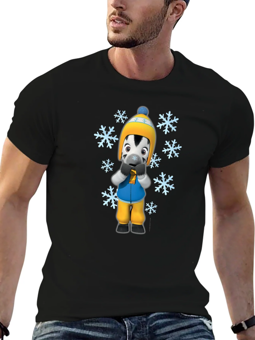 Winter Zebra Graphic Tee - Black Unisex T-Shirt product image 6