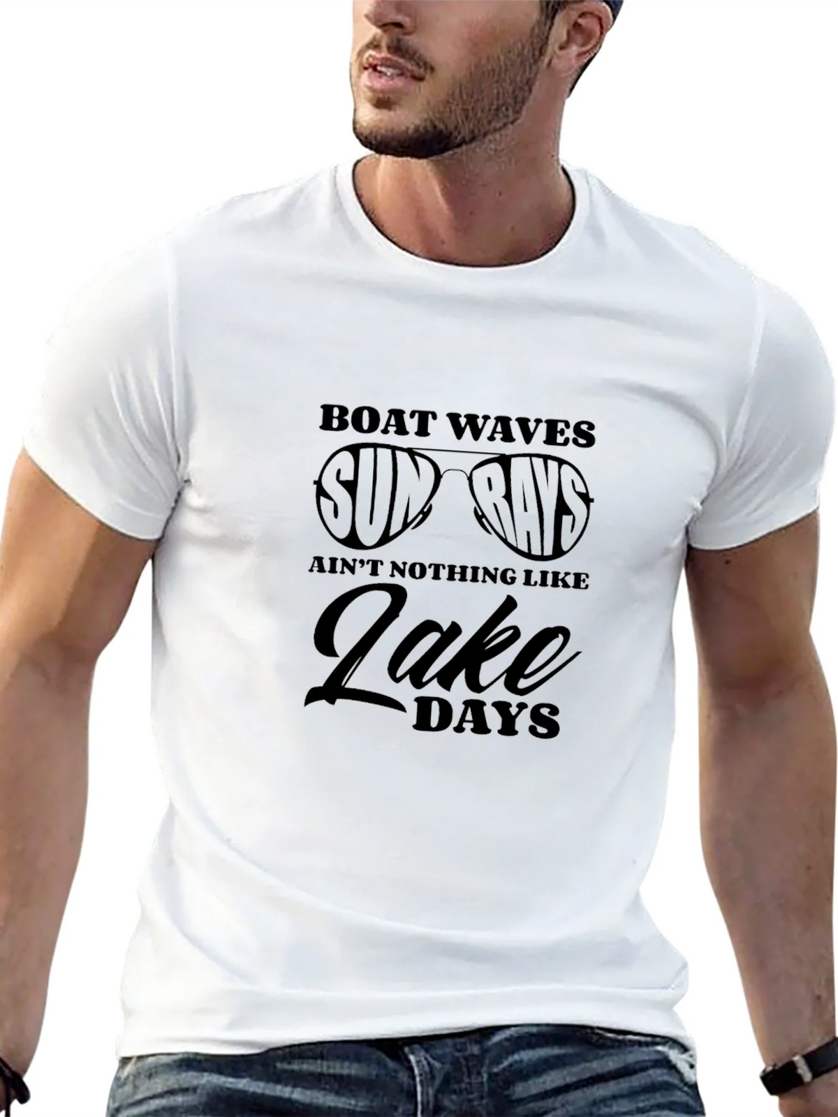 Boat Waves Sun Rays Lake Days Graphic T-Shirt product image 12