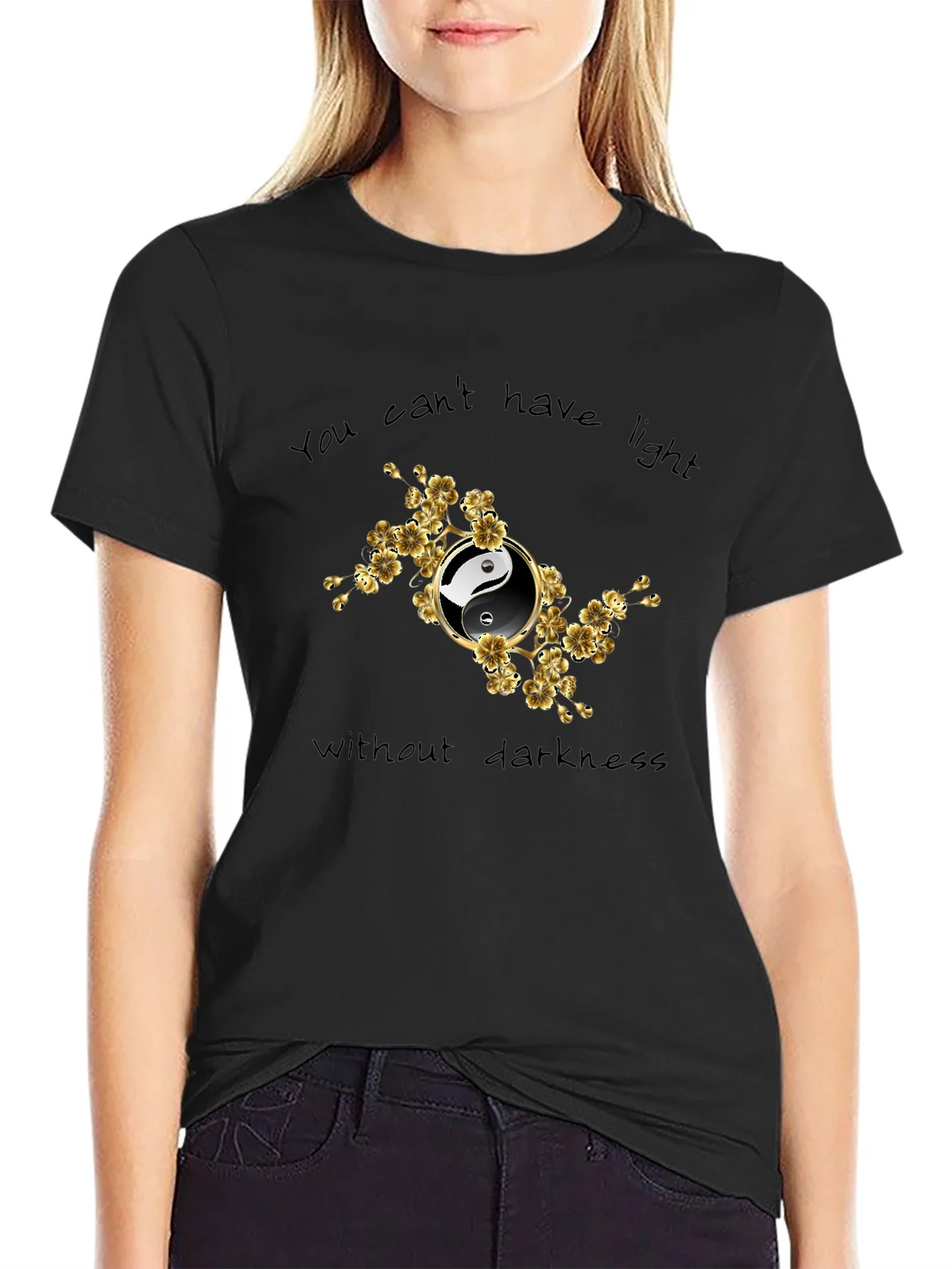 Yin Yang Floral Graphic T-Shirt - Balance & Harmony product image 2