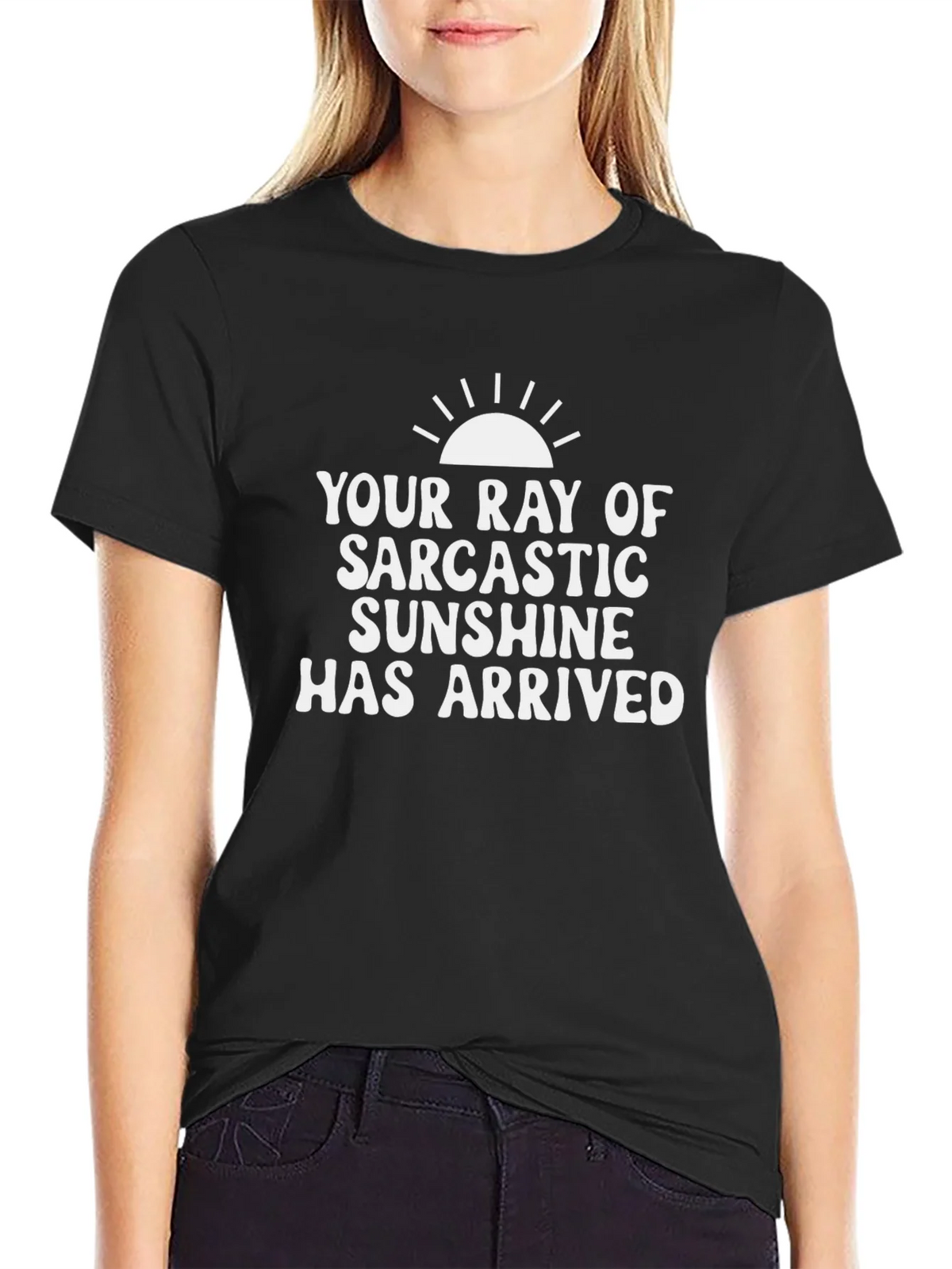 Sarcastic Sunshine Graphic Tee - Black Cotton T-Shirt product image 2