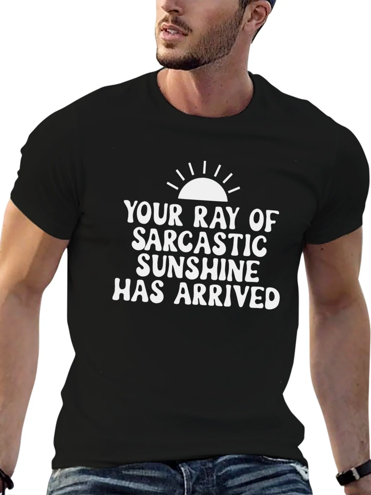 Sarcastic Sunshine Graphic Tee - Black Cotton T-Shirt product image 5