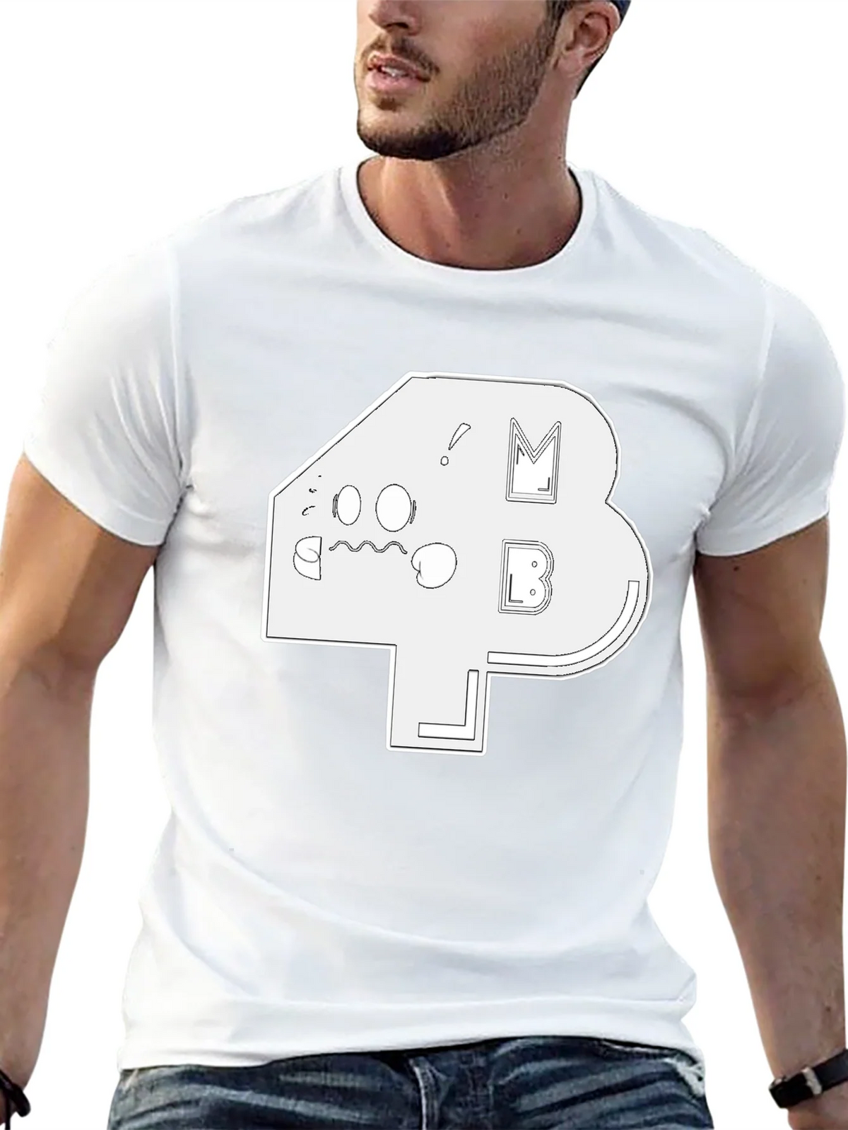 Abstract White Graphic Print Black T-Shirt product image 3