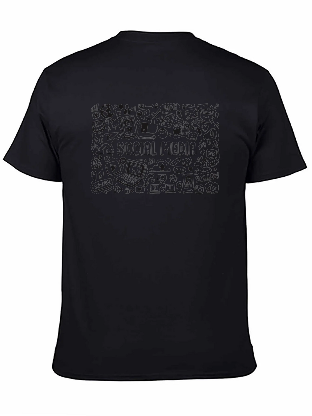 Mens Casual Black Crew Neck Short Sleeve T-Shirt product image 4