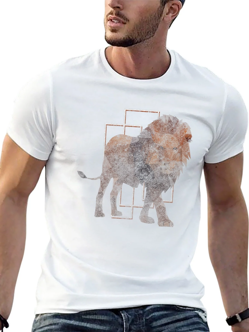Geometric Lion Print Black T-Shirt product image 12