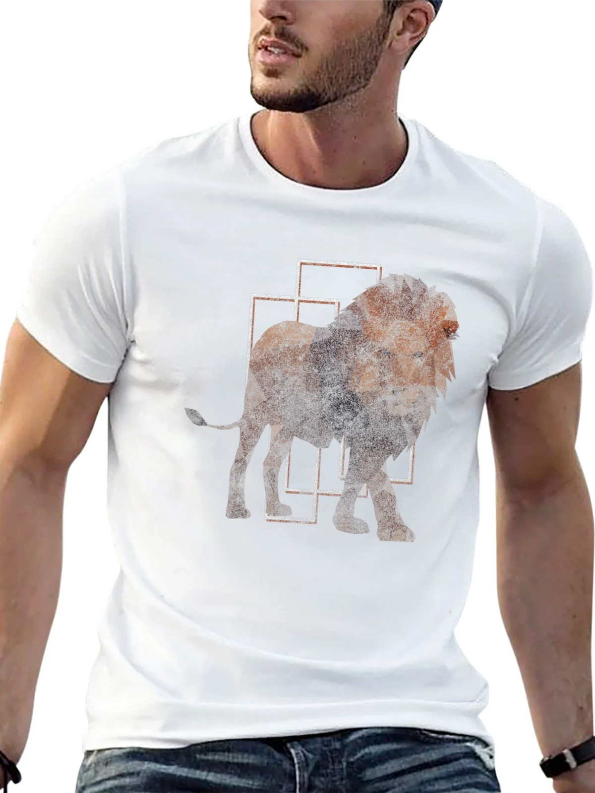 Geometric Lion Print Black T-Shirt product image 12