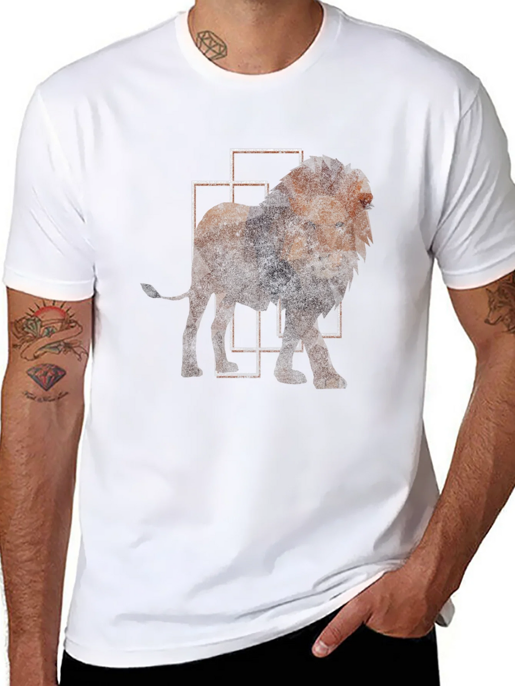 Geometric Lion Print Black T-Shirt product image 7