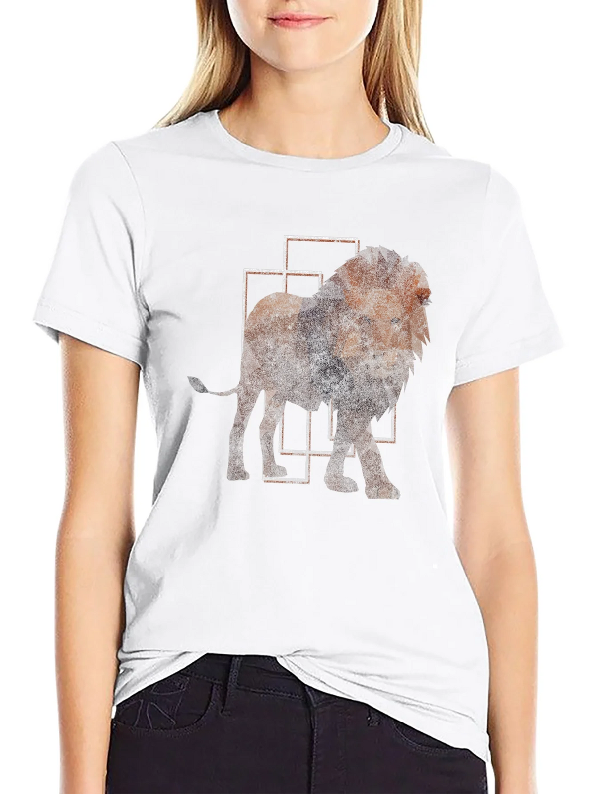 Geometric Lion Print Black T-Shirt product image 8