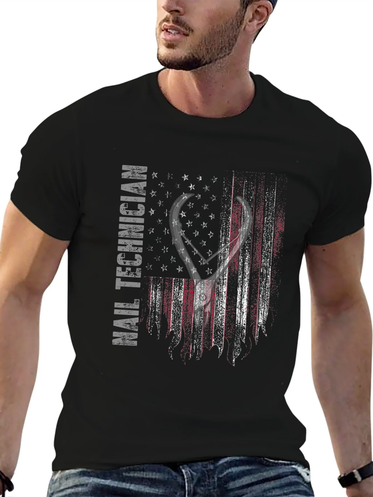 Nail Technician American Flag T-Shirt product image 6