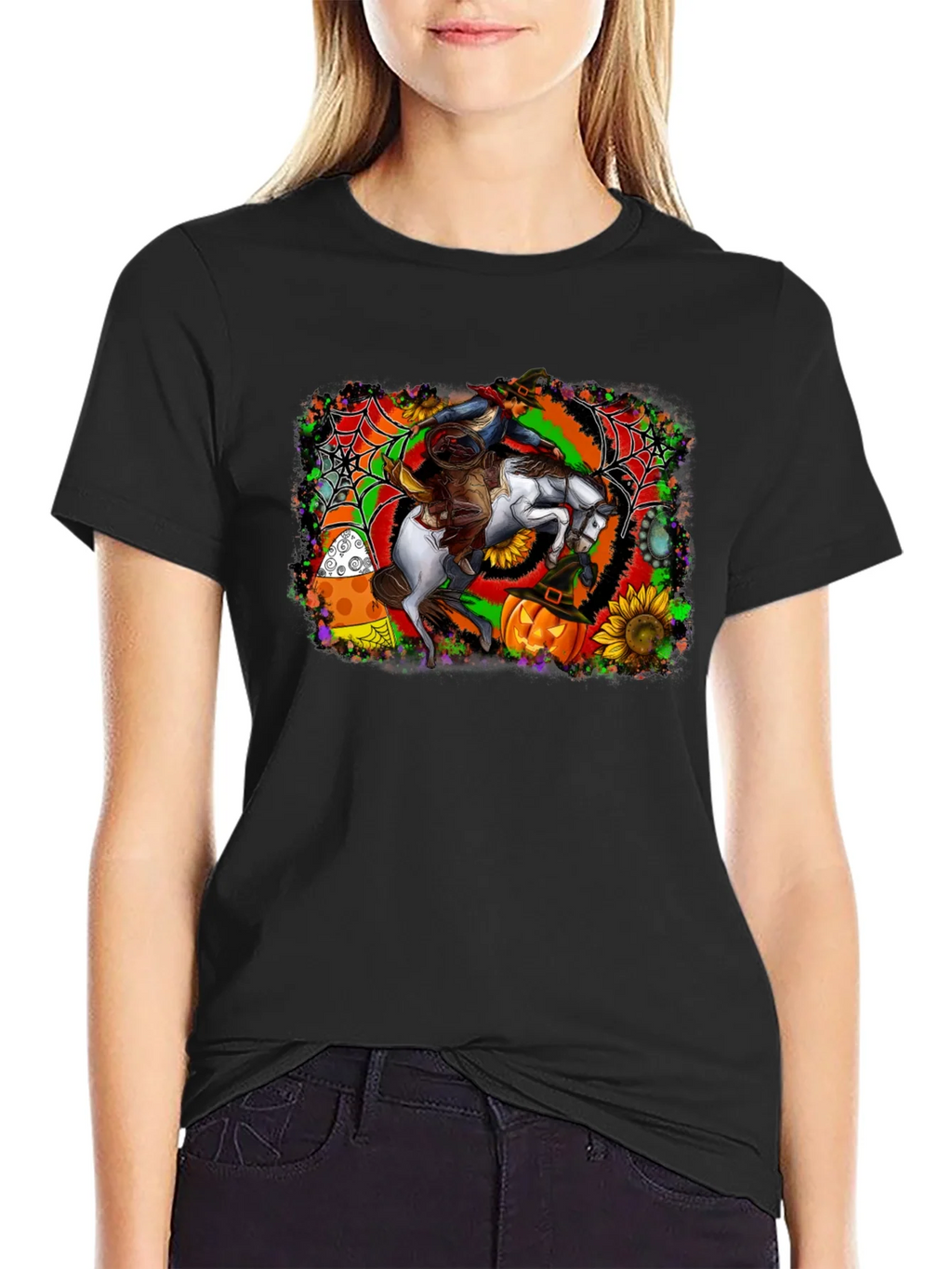 Halloween Horse Rider T-Shirt - Spooky Season Apparel product image 2