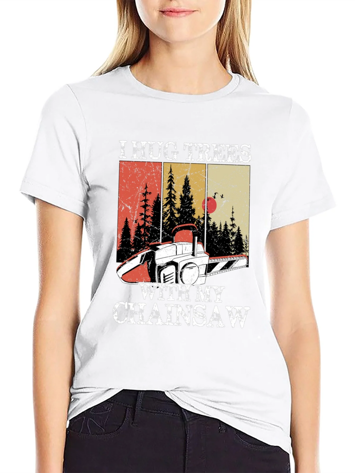 I Hug Trees with My Chainsaw Graphic Tee product image 6