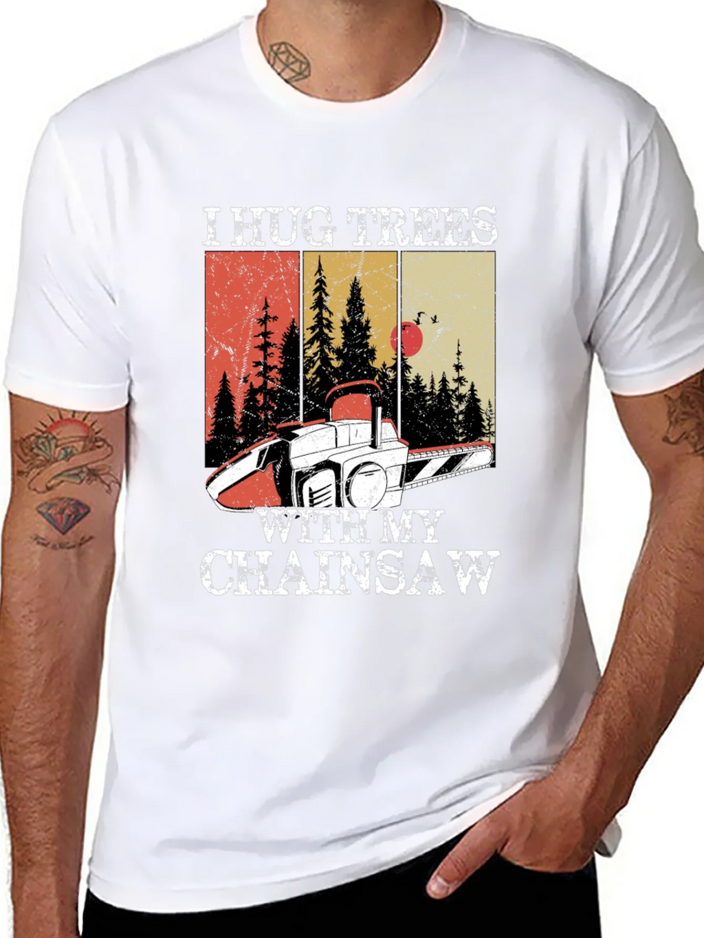 I Hug Trees with My Chainsaw Graphic Tee product image 5